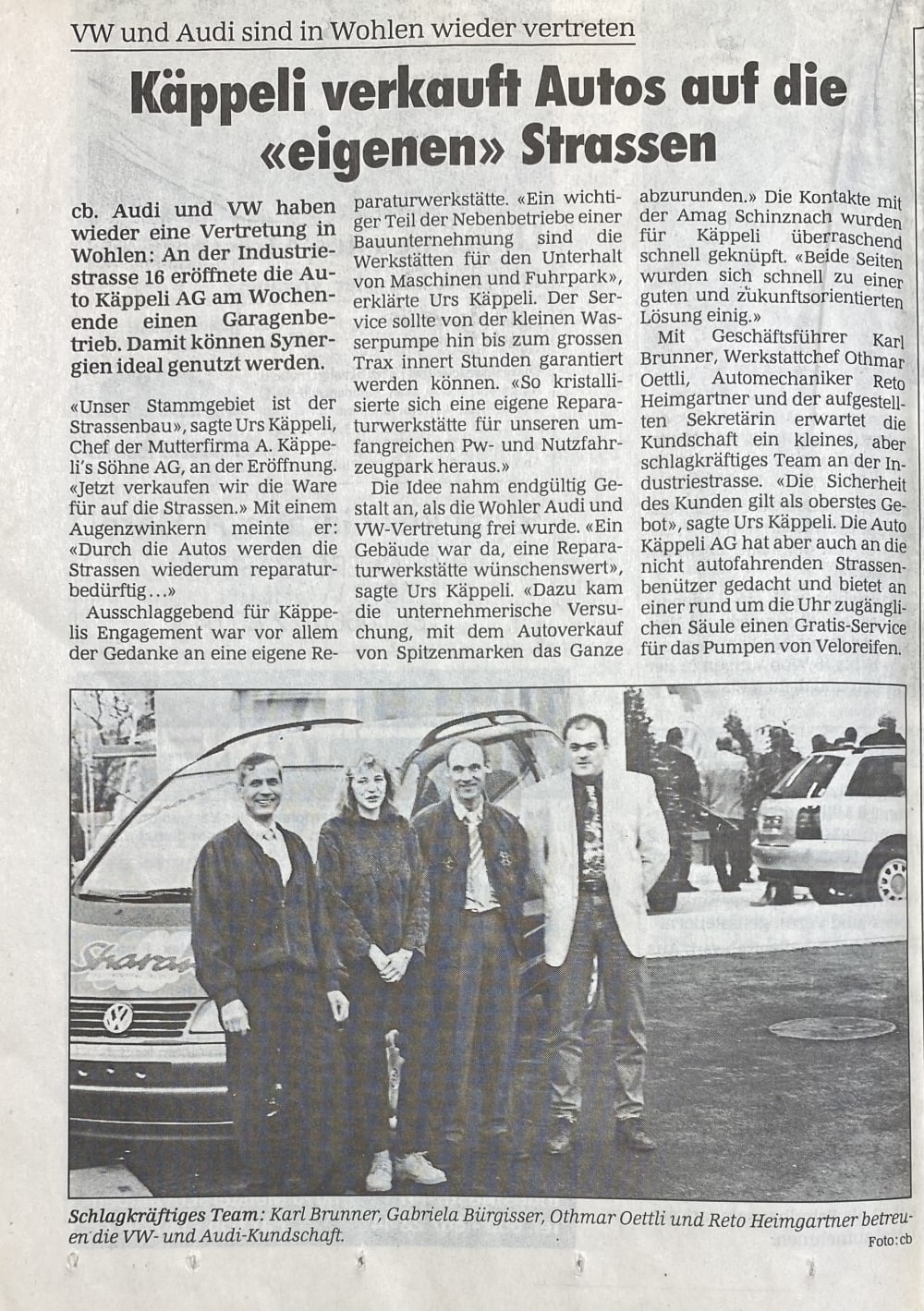 1996 Zeitungsbericht Eröffnung