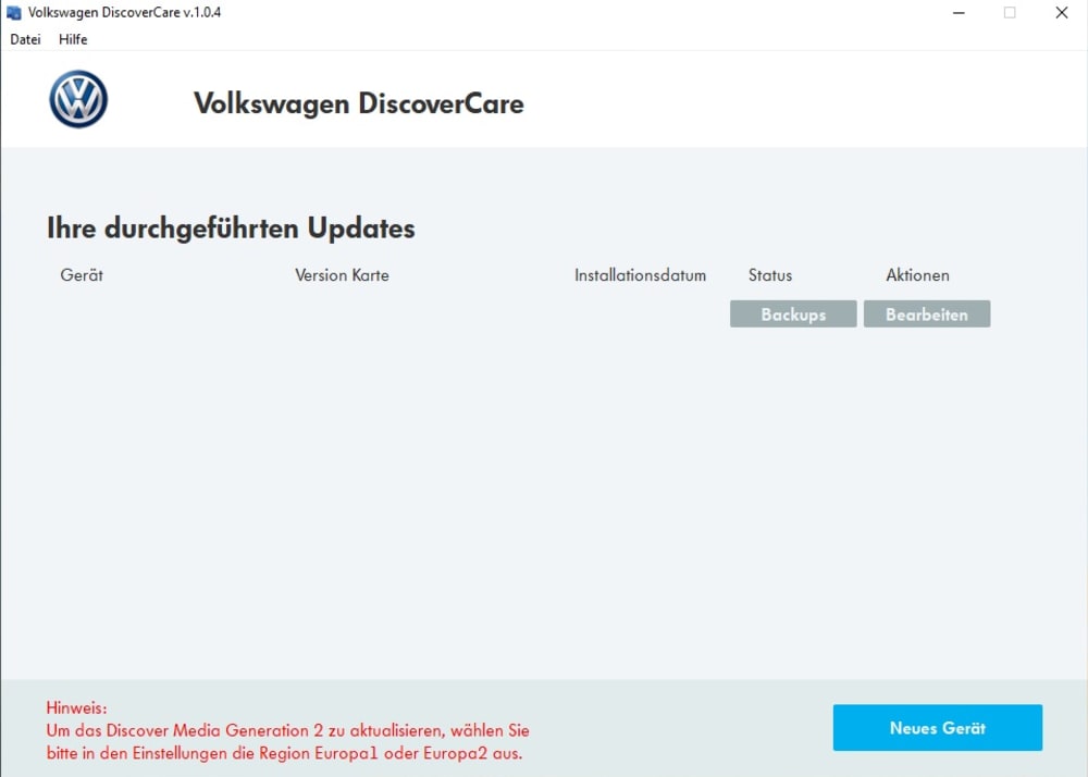 KARTEN & SOFTWAREUPDATES VOLKSWAGEN